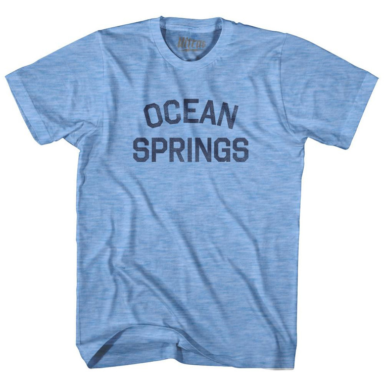 Mississippi Ocean Springs Adult Tri-Blend Vintage T-shirt-Athletic Blue