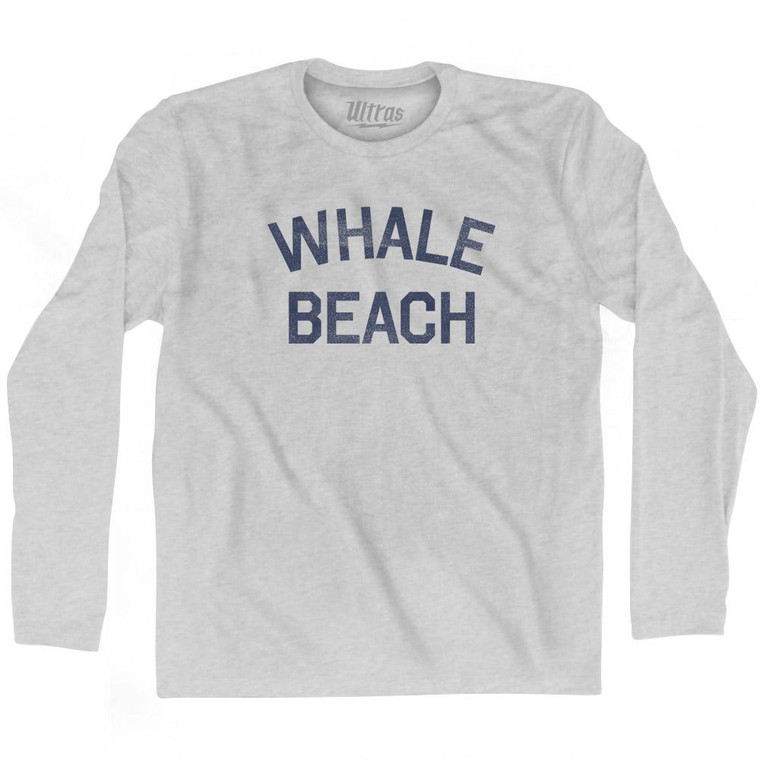 Nevada Whale Beach Adult Cotton Long Sleeve Vintage T-shirt - Grey Heather