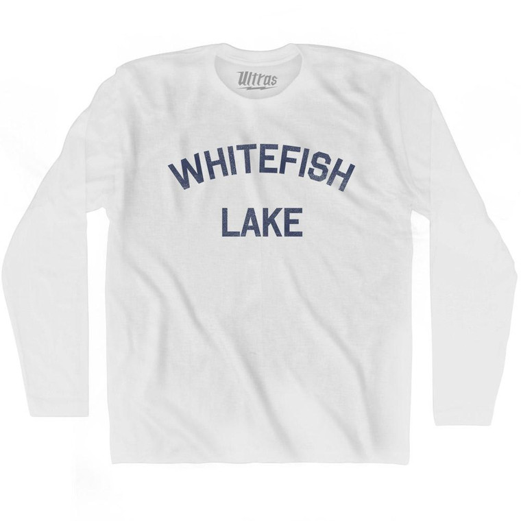 Montana Whitefish Lake Adult Cotton Long Sleeve Vintage T-shirt - White