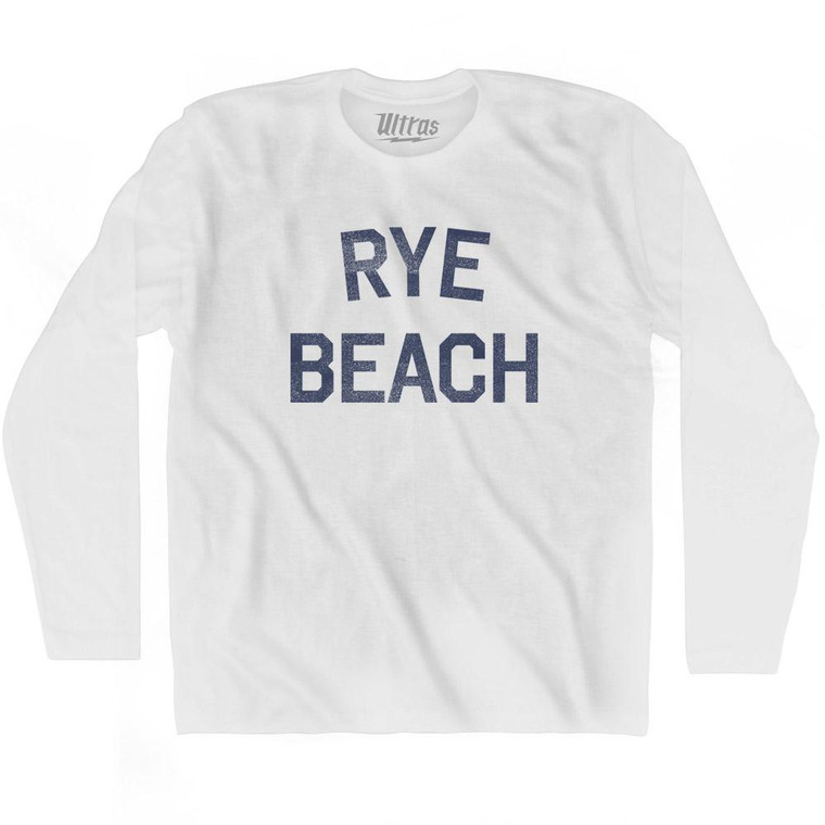 New Hampshire Rye Beach Adult Cotton Long Sleeve Vintage T-shirt - White