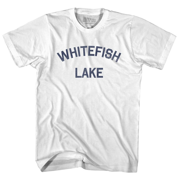 Montana Whitefish Lake Womens Cotton Junior Cut Vintage T-shirt - White