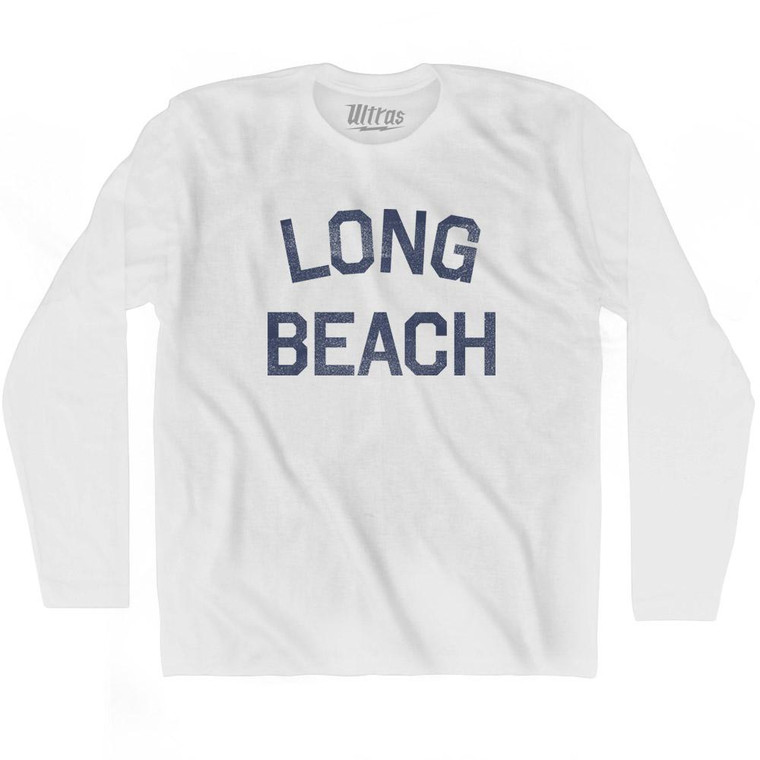 Mississippi Long Beach Adult Cotton Long Sleeve Vintage T-shirt-White