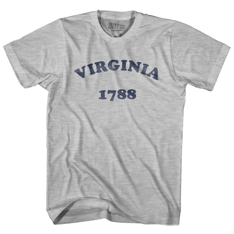 Virginia State 1788 Womens Cotton Junior Cut Vintage T-shirt-Grey Heather