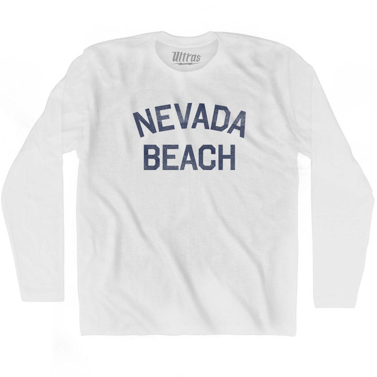 Nevada Nevada Beach Adult Cotton Long Sleeve Vintage T-shirt - White