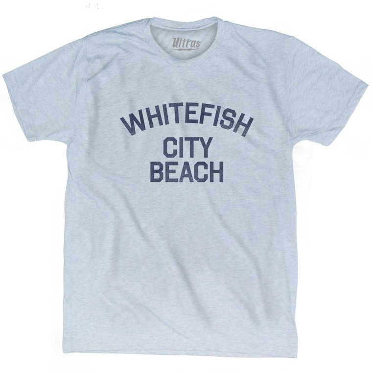 Montana Whitefish City Beach Adult Tri-Blend Vintage T-shirt - Athletic White