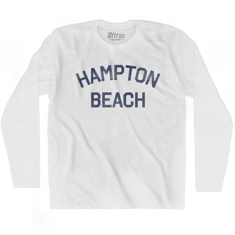 New Hampshire Hampton Beach Adult Cotton Long Sleeve Vintage T-shirt - White