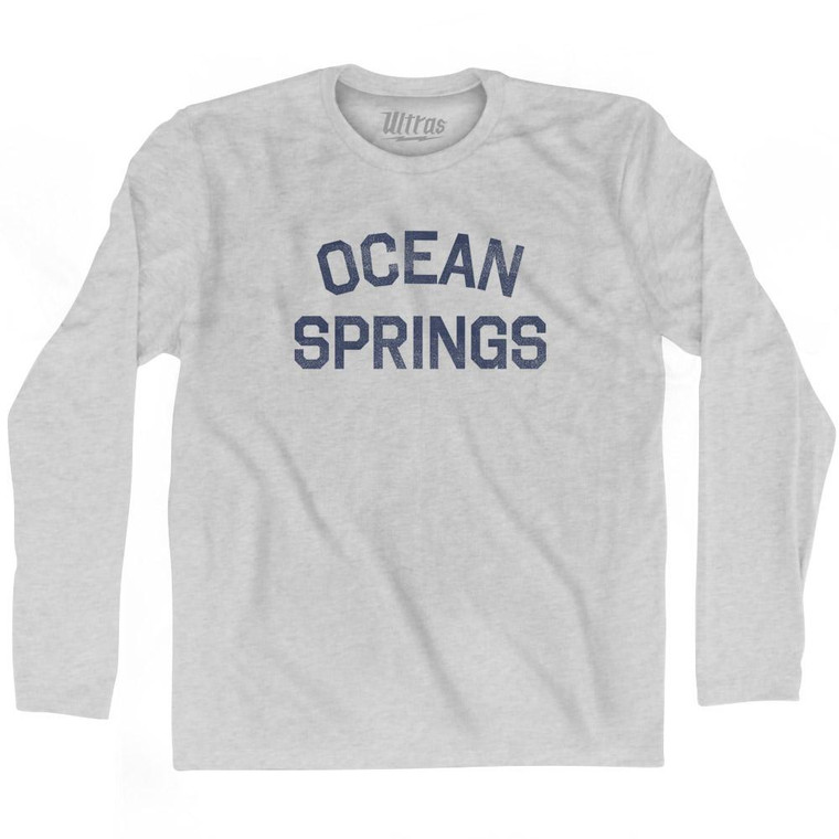 Mississippi Ocean Springs Adult Cotton Long Sleeve Vintage T-shirt - Grey Heather