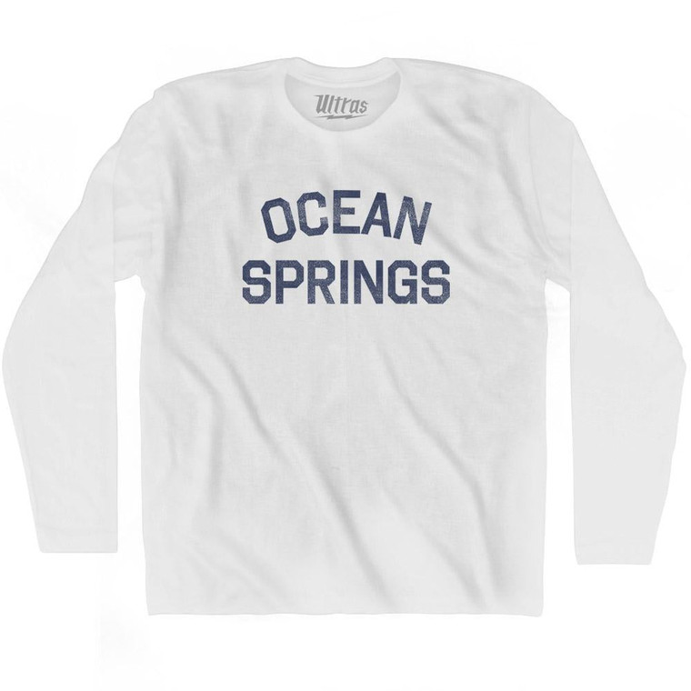 Mississippi Ocean Springs Adult Cotton Long Sleeve Vintage T-shirt - White