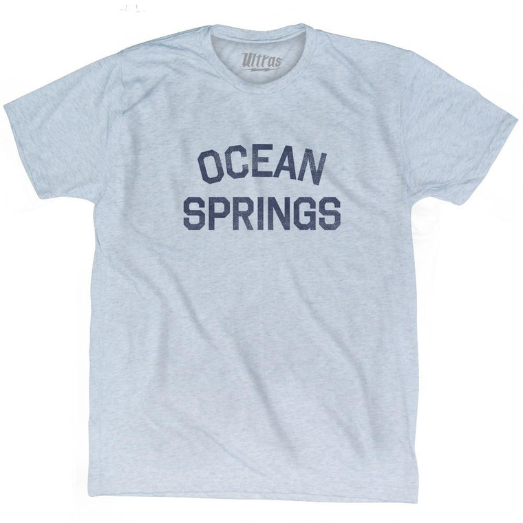 Mississippi Ocean Springs Adult Tri-Blend Vintage T-shirt - Athletic White