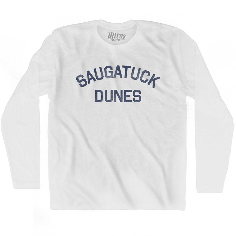 Michigan Saugatuck Dunes Adult Cotton Long Sleeve Vintage T-shirt - White