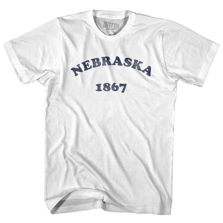 Nebraska State 1867 Womens Cotton Junior Cut Vintage T-shirt - White