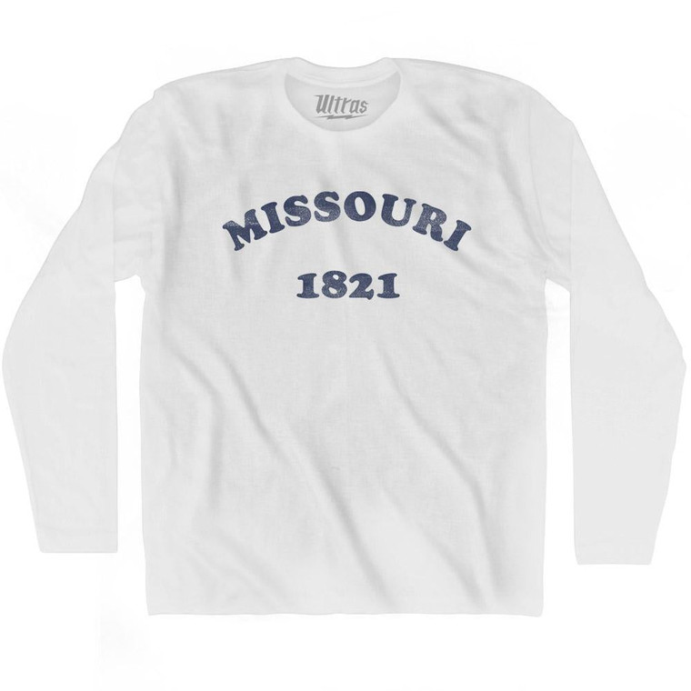 Missouri State 1821 Adult Cotton Long Sleeve Vintage T-shirt - White