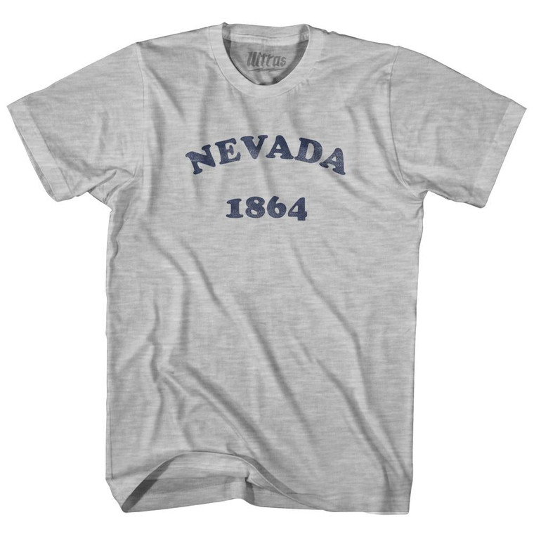 Nevada State 1864 Womens Cotton Junior Cut Vintage T-shirt - Grey Heather