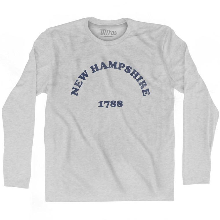 New Hampshire State 1788 Adult Cotton Long Sleeve Vintage T-shirt - Grey Heather
