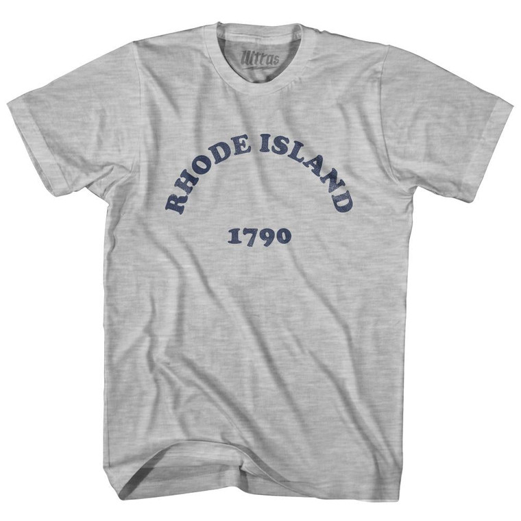 Rhode Island State 1790 Womens Cotton Junior Cut Vintage T-shirt - Grey Heather