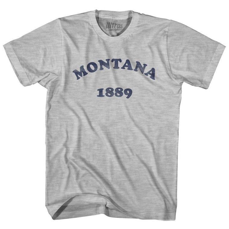 Montana State 1889 Womens Cotton Junior Cut Vintage T-shirt - Grey Heather