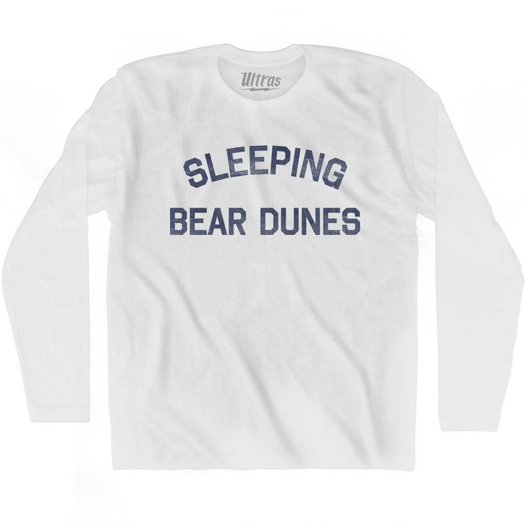 Michigan Sleeping Bear Dunes Adult Cotton Long Sleeve Vintage T-shirt - White