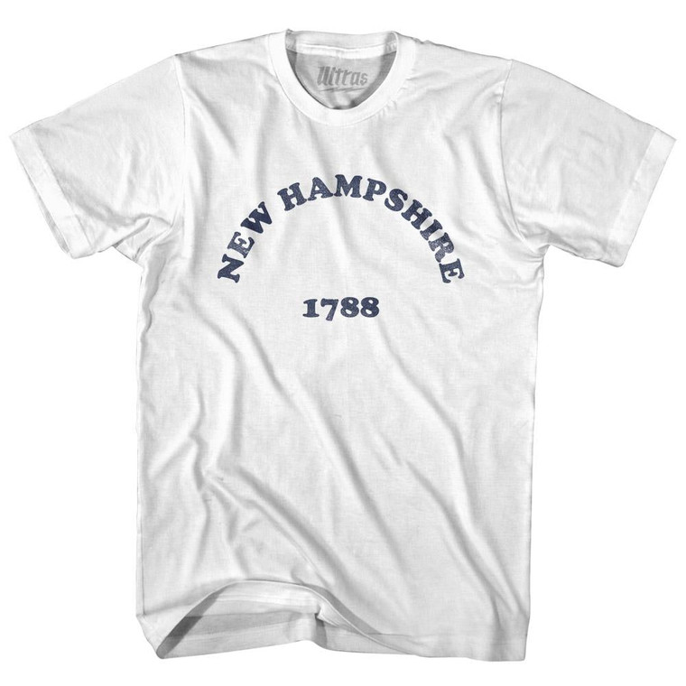 New Hampshire State 1788 Womens Cotton Junior Cut Vintage T-shirt - White