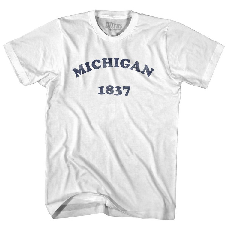 Michigan State 1837 Womens Cotton Junior Cut Vintage T-shirt - White