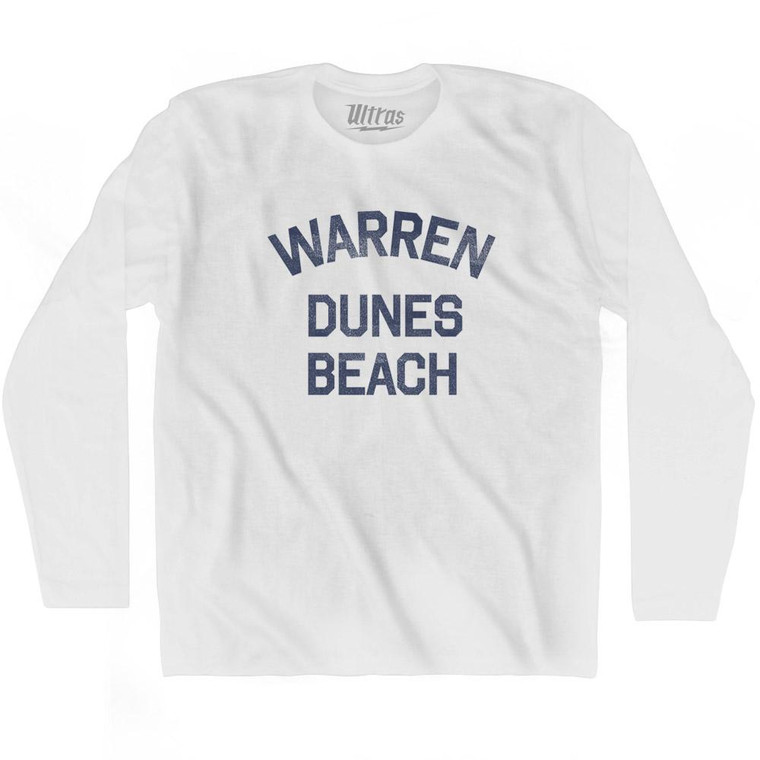 Michigan Warren Dunes Beach Adult Cotton Long Sleeve Vintage T-shirt - White
