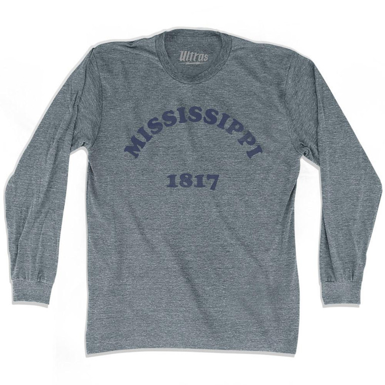 Mississippi State 1817 Adult Tri-Blend Long Sleeve Vintage T-shirt - Athletic Grey