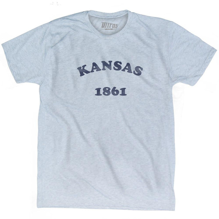 Kansas State 1861 Adult Tri-Blend Vintage T-shirt - Athletic White