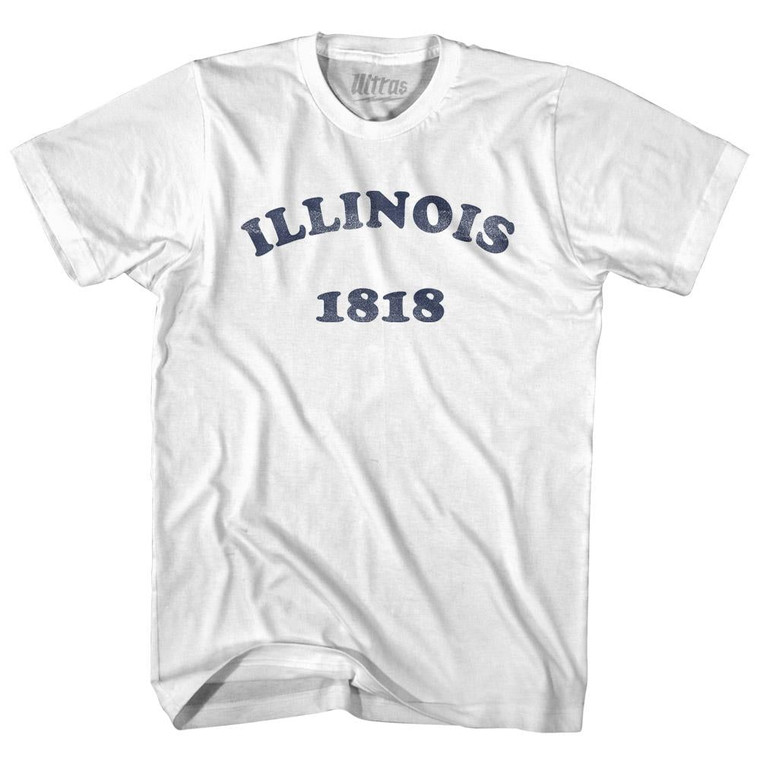 Illinois State 1818 Womens Cotton Junior Cut Vintage T-shirt - White