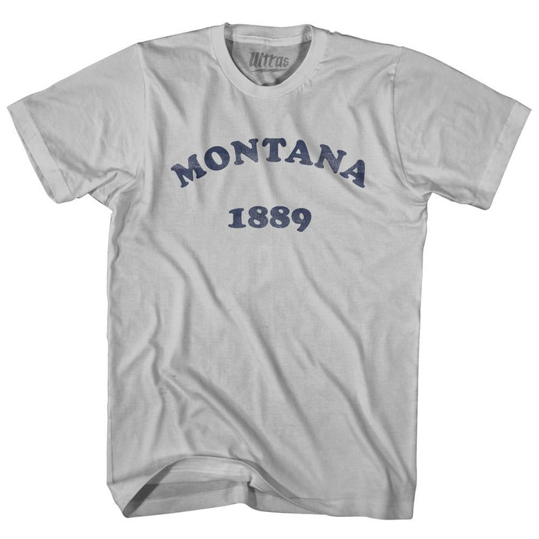 Montana State 1889 Adult Cotton Vintage T-shirt - Cool Grey