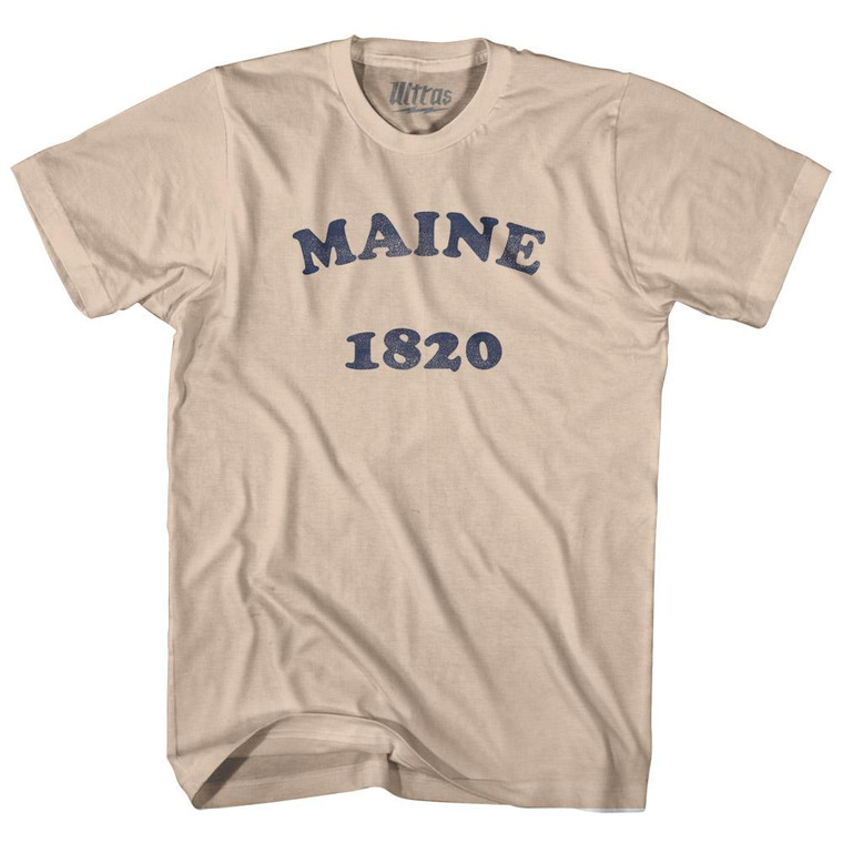 Maine State 1820 Adult Cotton Vintage T-shirt - Creme