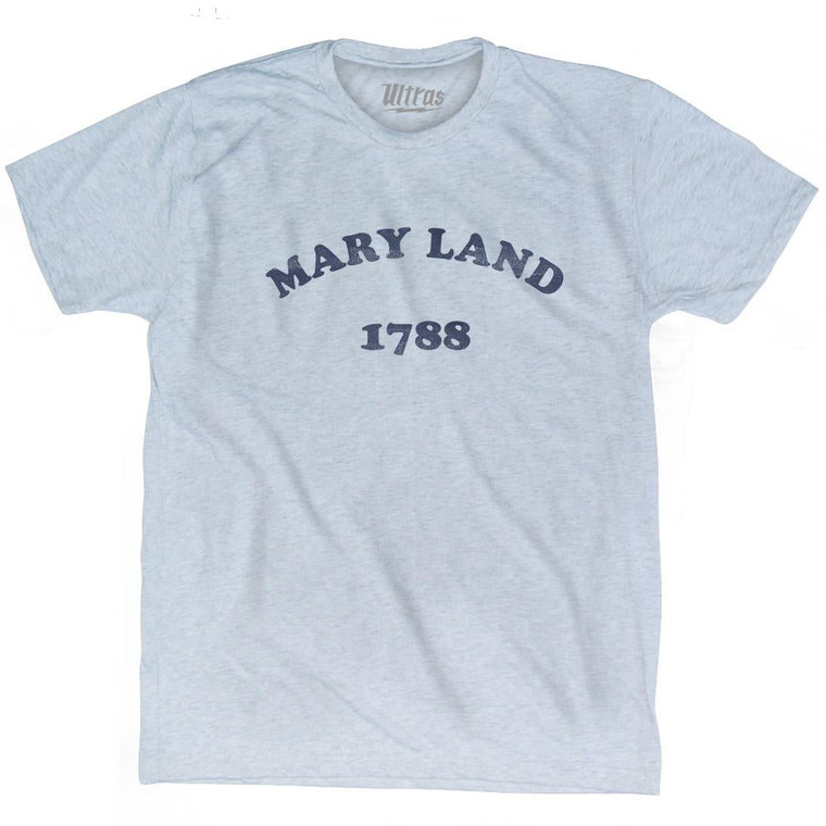 Maryland State 1788 Adult Tri-Blend Vintage T-shirt - Athletic White