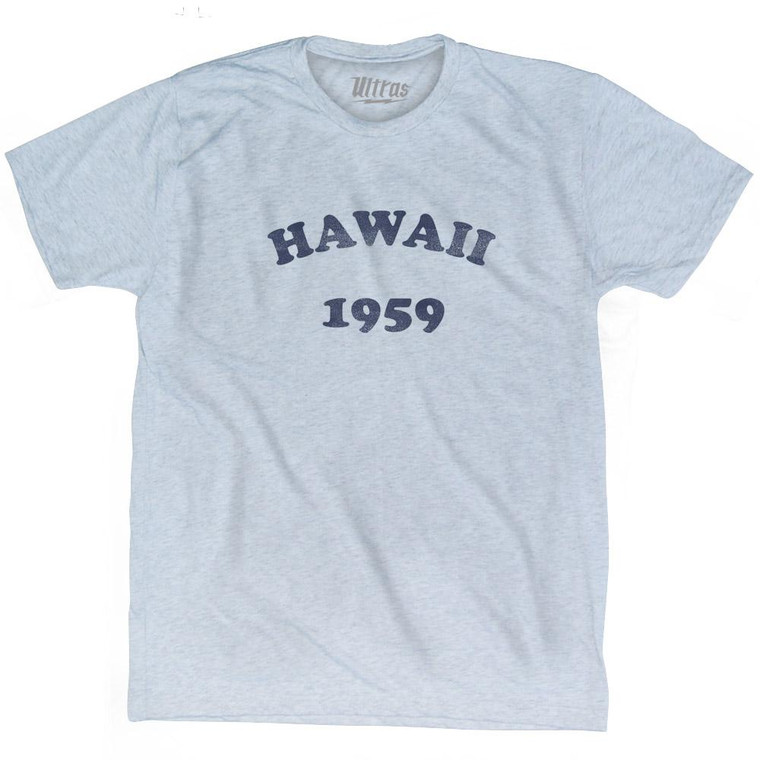 Hawaii State 1959 Adult Tri-Blend Vintage T-shirt - Athletic White