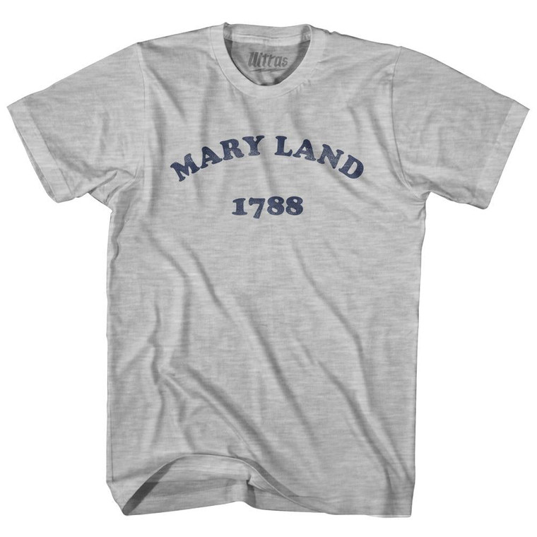 Maryland State 1788 Womens Cotton Junior Cut Vintage T-shirt - Grey Heather