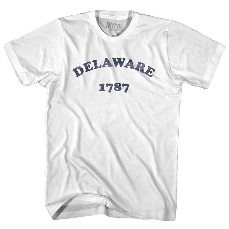 Delaware State 1787 Womens Cotton Junior Cut Vintage T-shirt - White