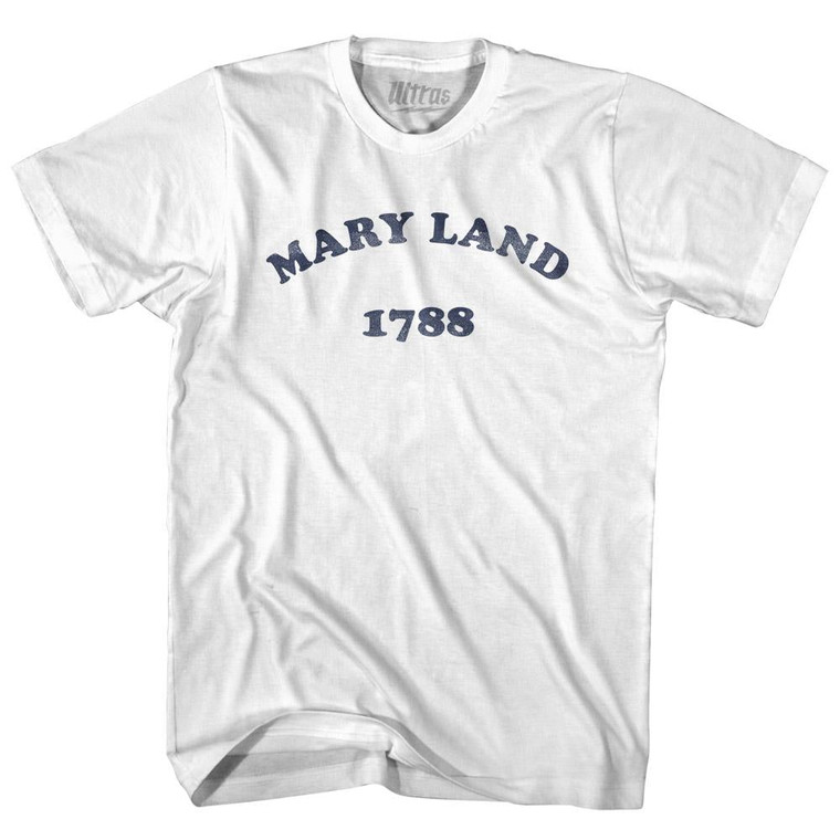 Maryland State 1788 Womens Cotton Junior Cut Vintage T-shirt - White