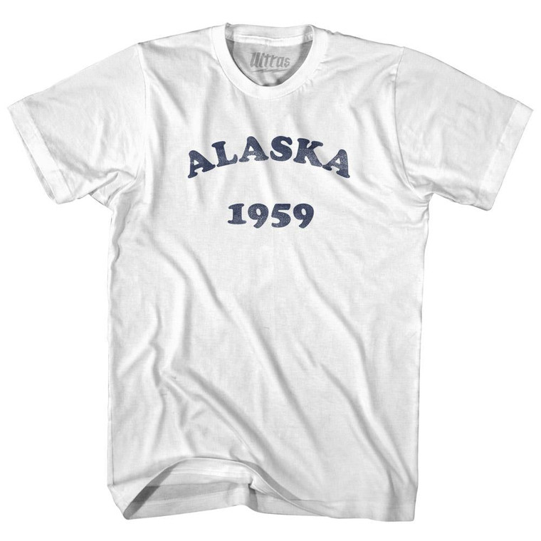 Alaska State 1959 Womens Cotton Junior Cut Text T-shirt-White