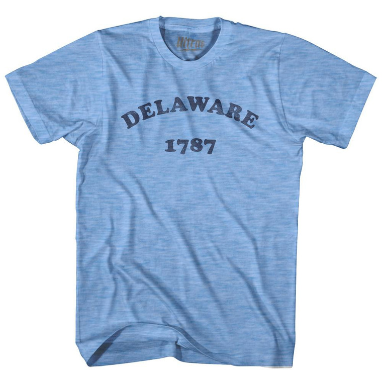 Delaware State 1787 Adult Tri-Blend Vintage T-shirt - Athletic Blue