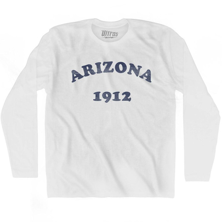 Arizona State 1912 Adult Cotton Long Sleeve Vintage T-shirt - White