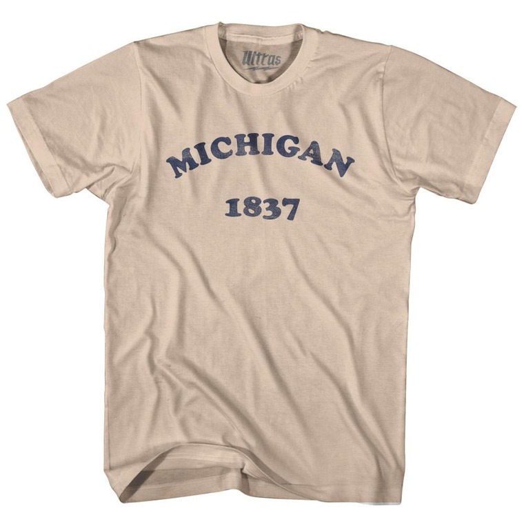 Michigan State 1837 Adult Cotton Vintage T-shirt - Creme