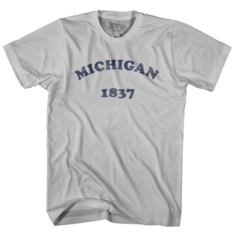 Michigan State 1837 Adult Cotton Vintage T-shirt - Cool Grey