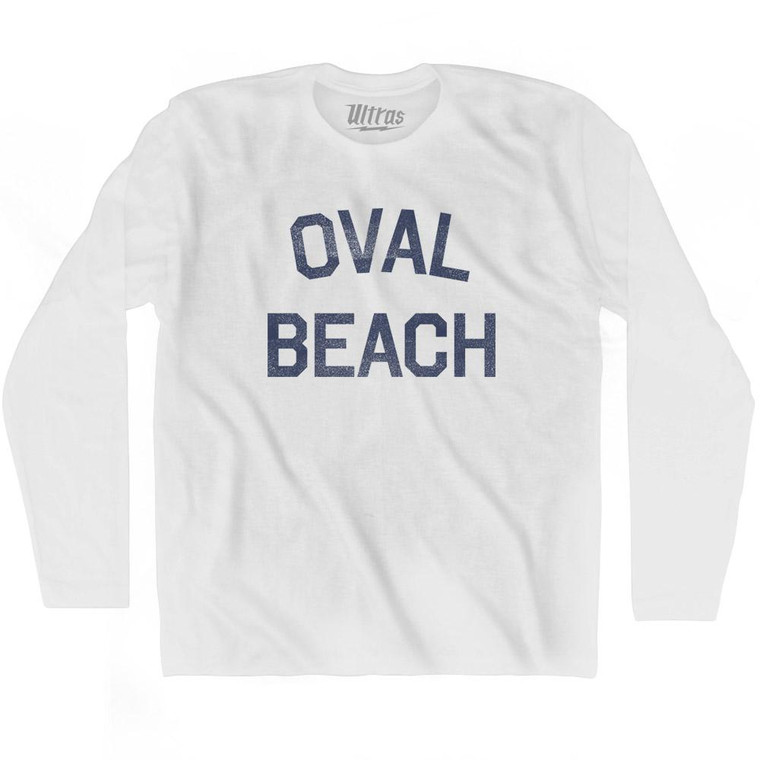 Michigan Oval Beach Adult Cotton Long Sleeve Vintage T-shirt - White
