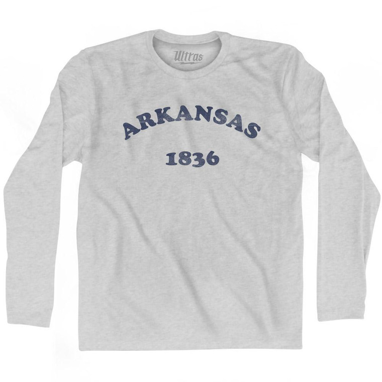 Arkansas State 1836 Adult Cotton Long Sleeve Vintage T-shirt - Grey Heather