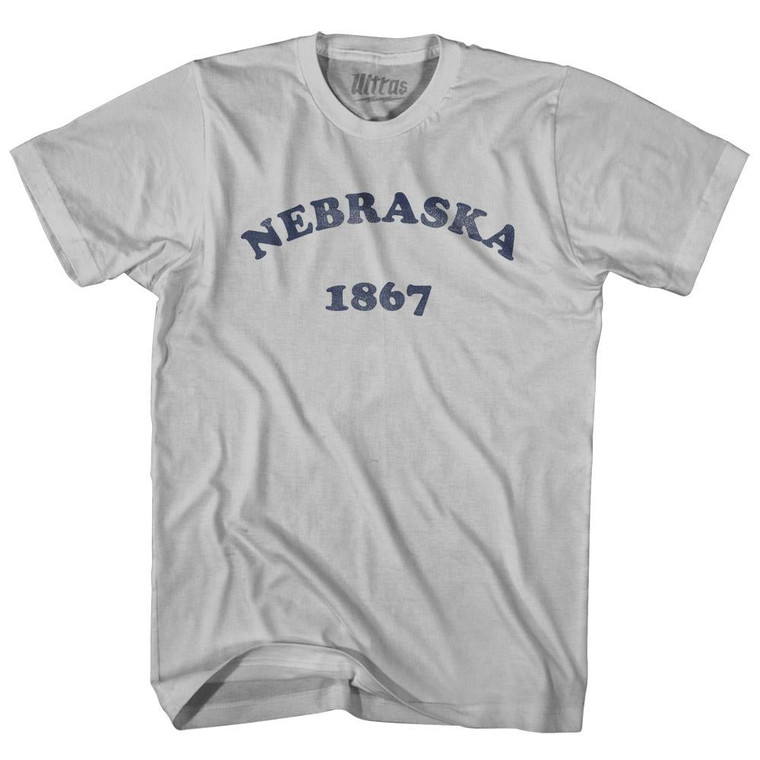 Nebraska State 1867 Adult Cotton Vintage T-shirt - Cool Grey