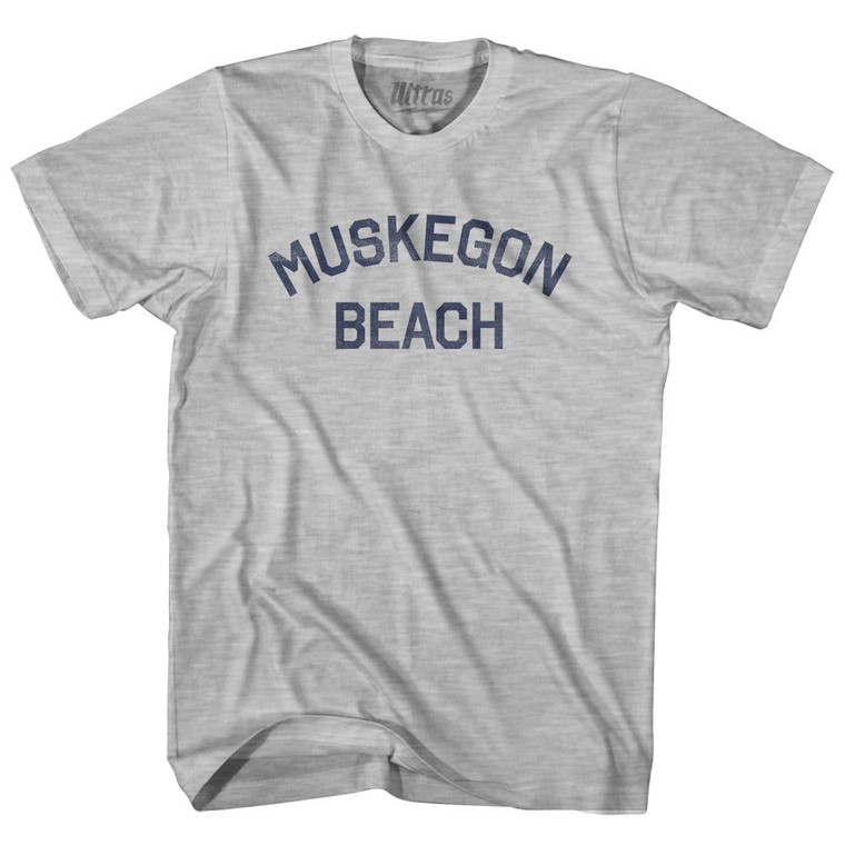 Michigan Muskegon Beach Womens Cotton Junior Cut Vintage T-shirt - Grey Heather