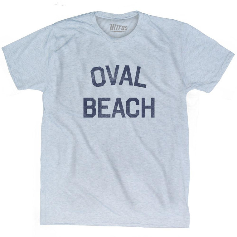 Michigan Oval Beach Adult Tri-Blend Vintage T-shirt - Athletic White