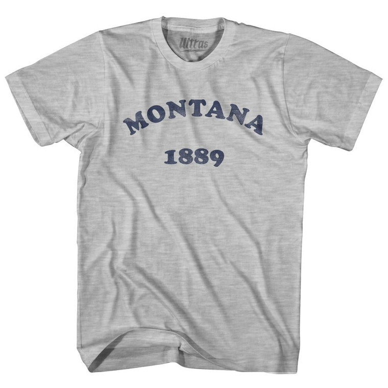 Montana State 1889 Youth Cotton Vintage T-shirt - Grey Heather