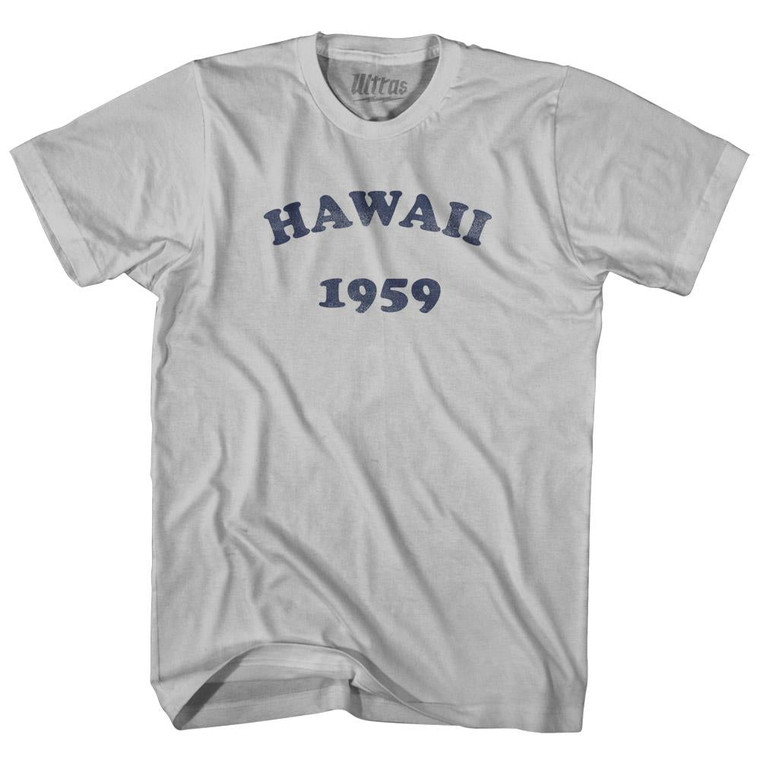 Hawaii State 1959 Adult Cotton Vintage T-shirt - Cool Grey