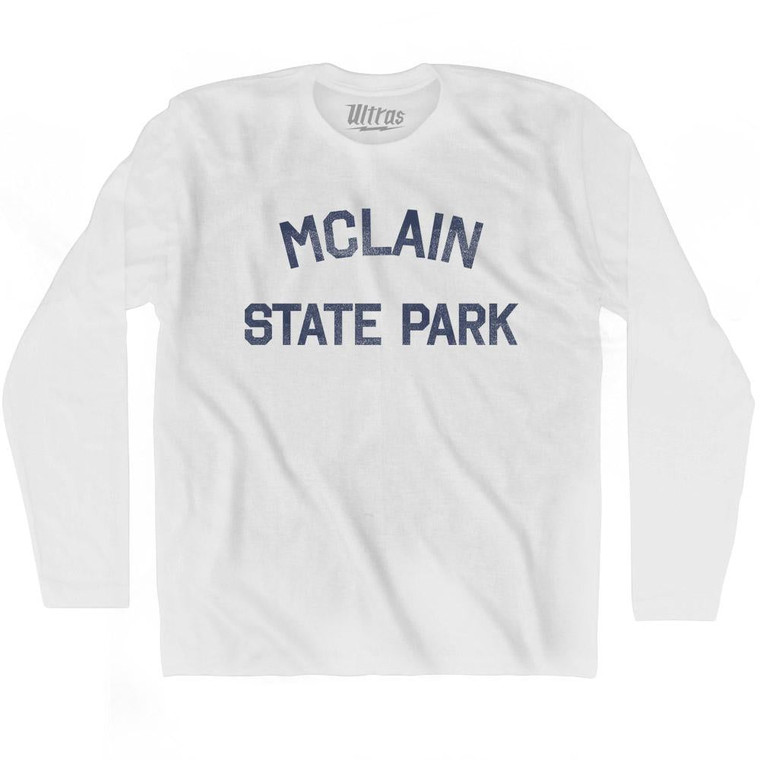 Michigan McLain State Park Adult Cotton Long Sleeve Vintage T-shirt - White