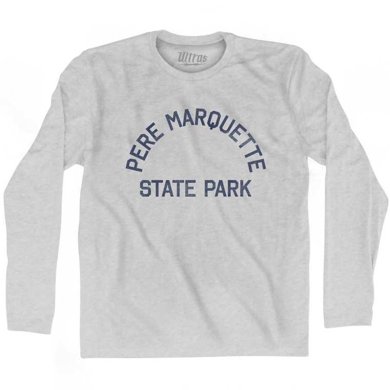 Michigan Pere Marquette Park Beach Adult Cotton Long Sleeve Vintage T-shirt - Grey Heather