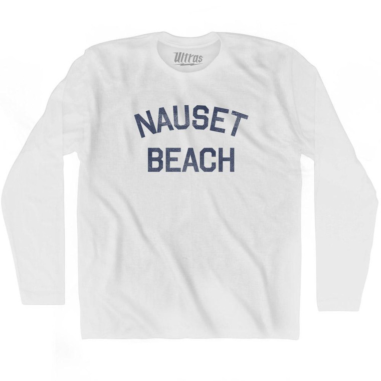 Massachusetts Nauset Beach Adult Cotton Long Sleeve Vintage T-shirt - White