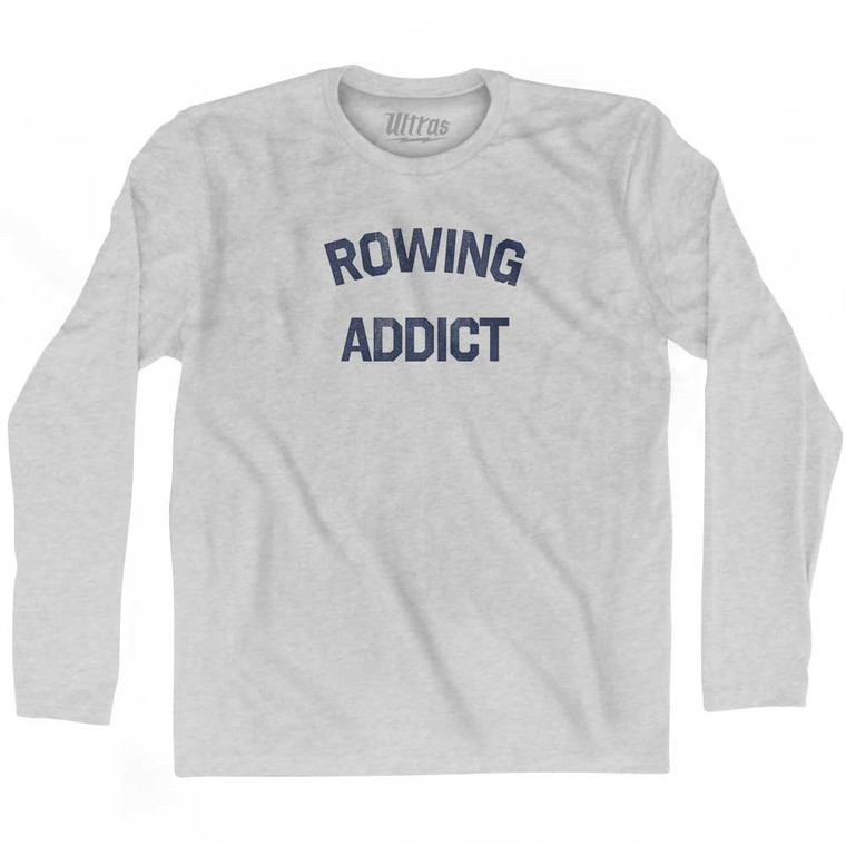 Rowing Addict Adult Cotton Long Sleeve T-shirt - Grey Heather